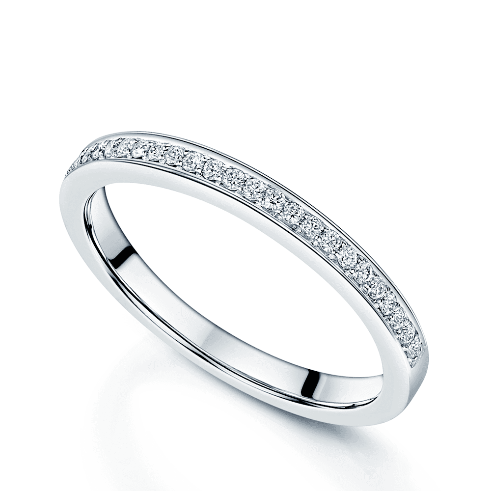 Platinum Round Brilliant Cut Diamond Pave Set Half Eternity Ring