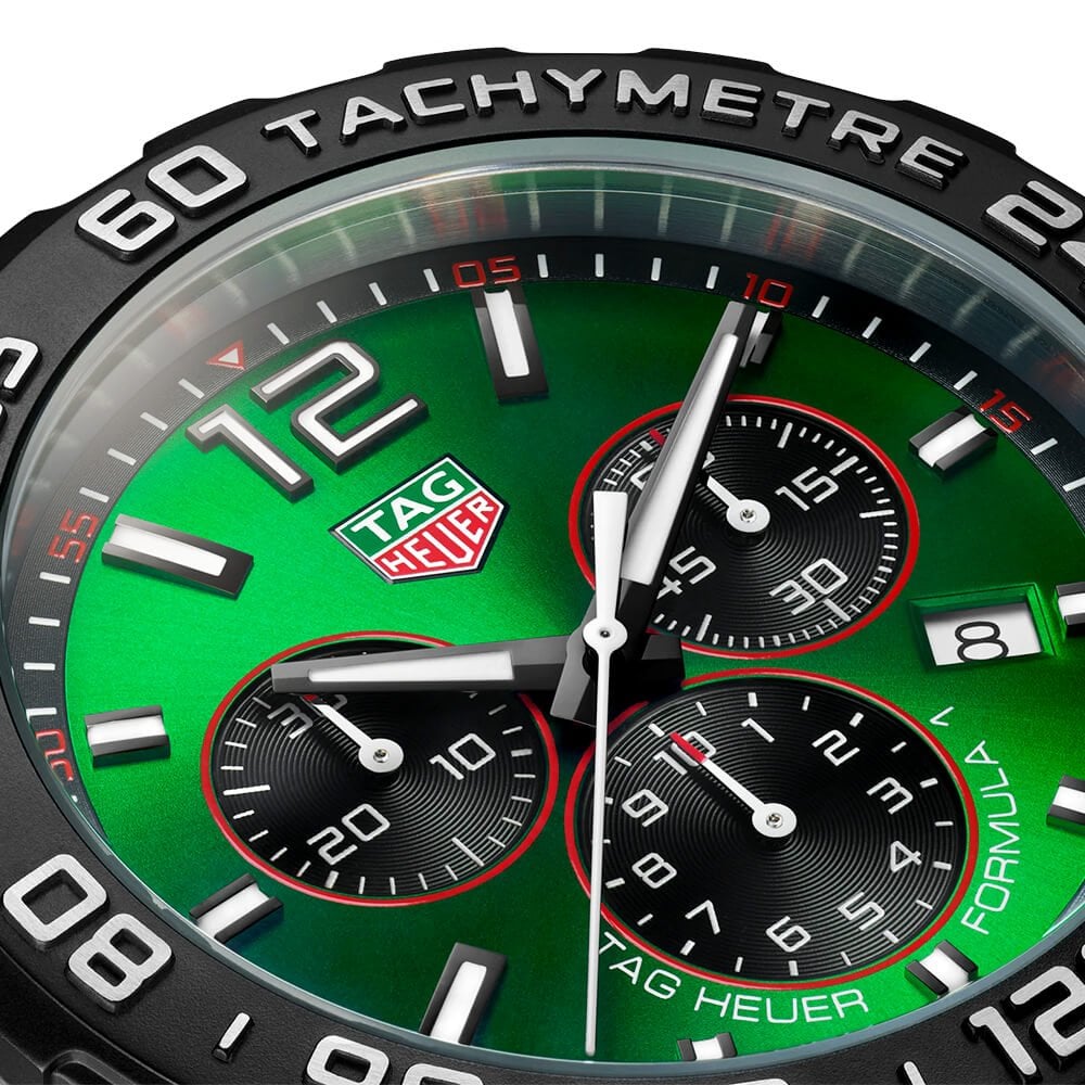 Formula 1 43mm Green Dial Men's Rubber Strap Chronograph Watch