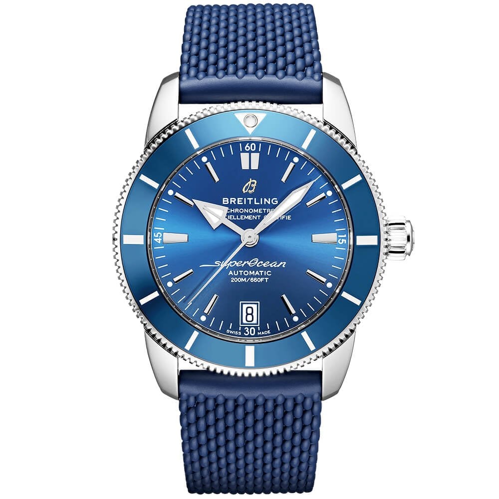Superocean Heritage II 42mm Blue Dial & Bezel Rubber Strap Watch