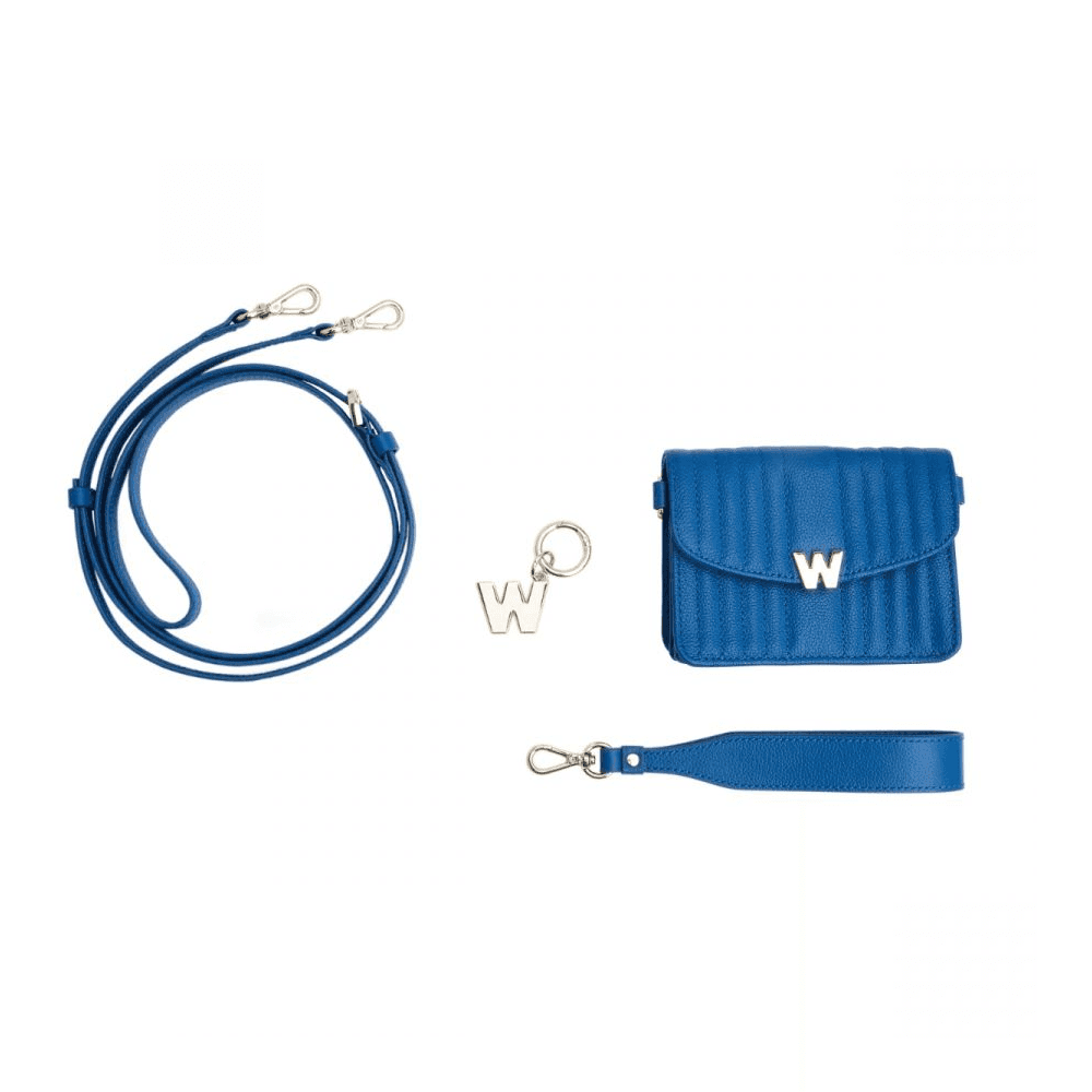 Mimi Mini Marine Blue Bag With Wristlet And Lanyard