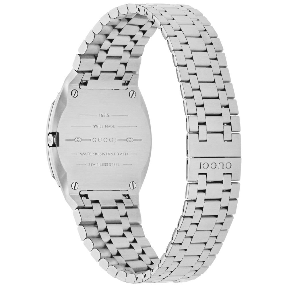 GUCCI 25H 30mm White Dial & Diamond Bezel Stainless Steel Bracelet Watch