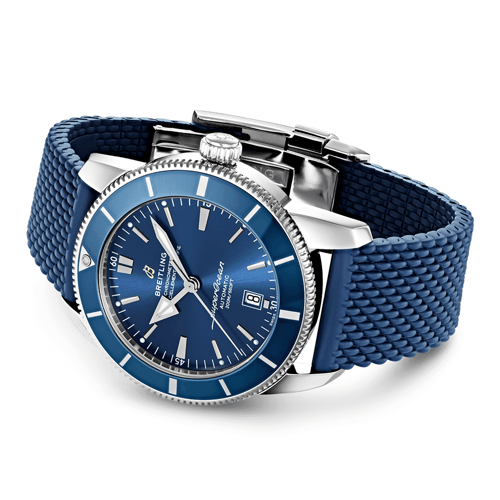 Superocean Heritage 46mm Blue Dial & Bezel Rubber Strap Watch