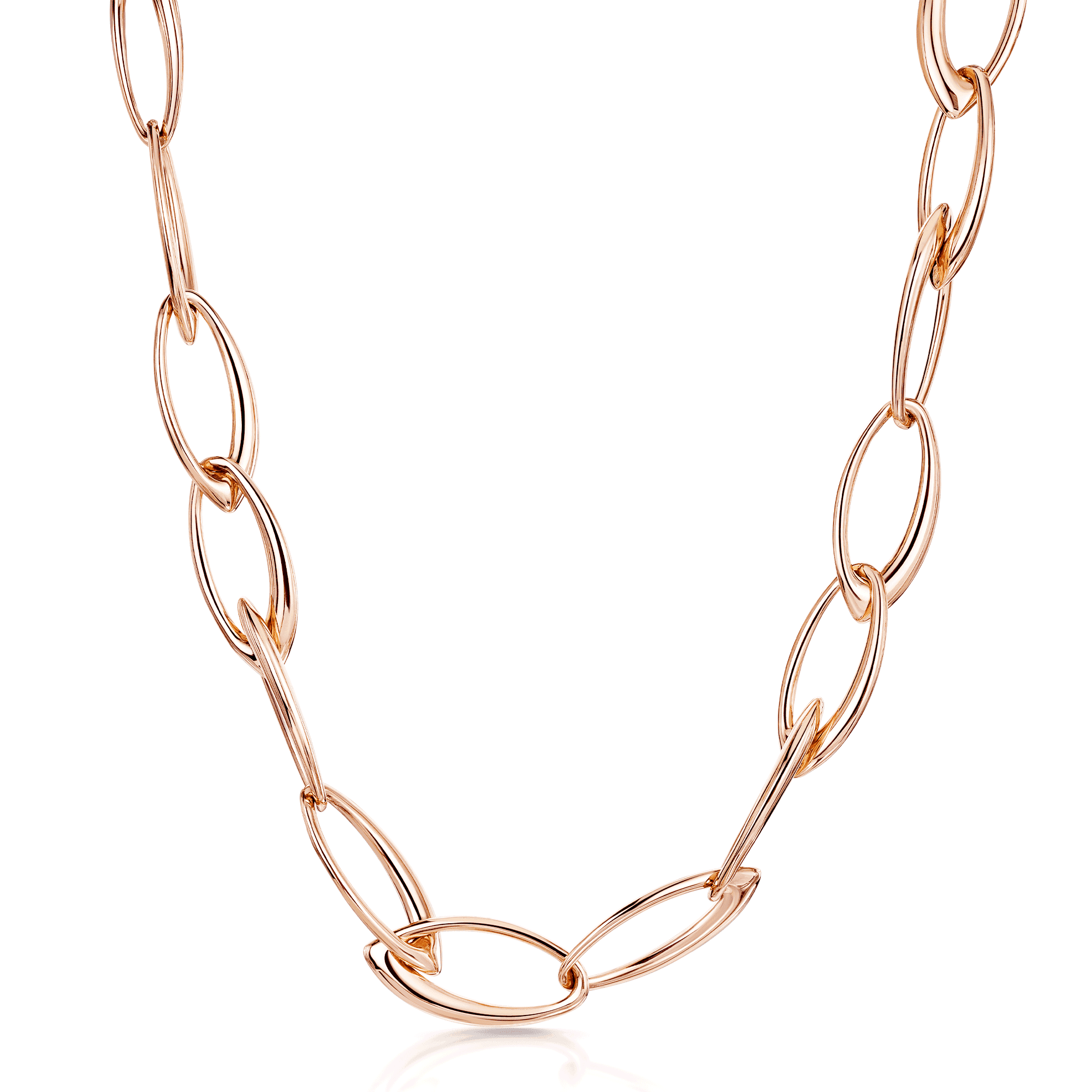 18ct Rose Gold Ellipse Collection Open Link Necklace