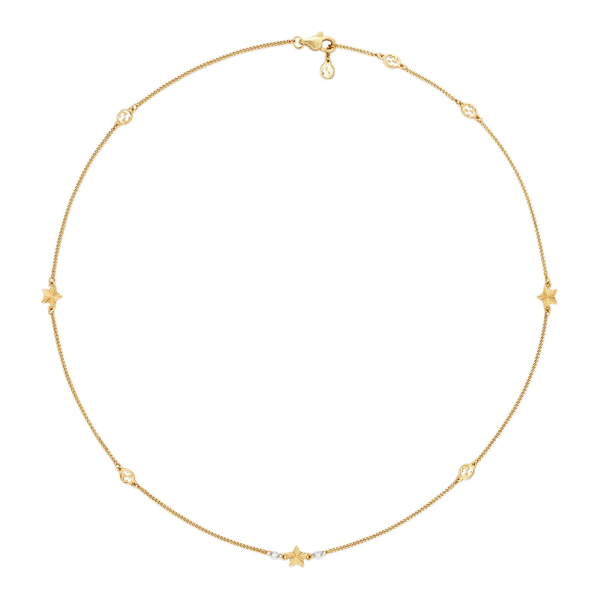 Interlocking  18ct Yellow Gold Diamond  Interlocking And Star Motif Necklace