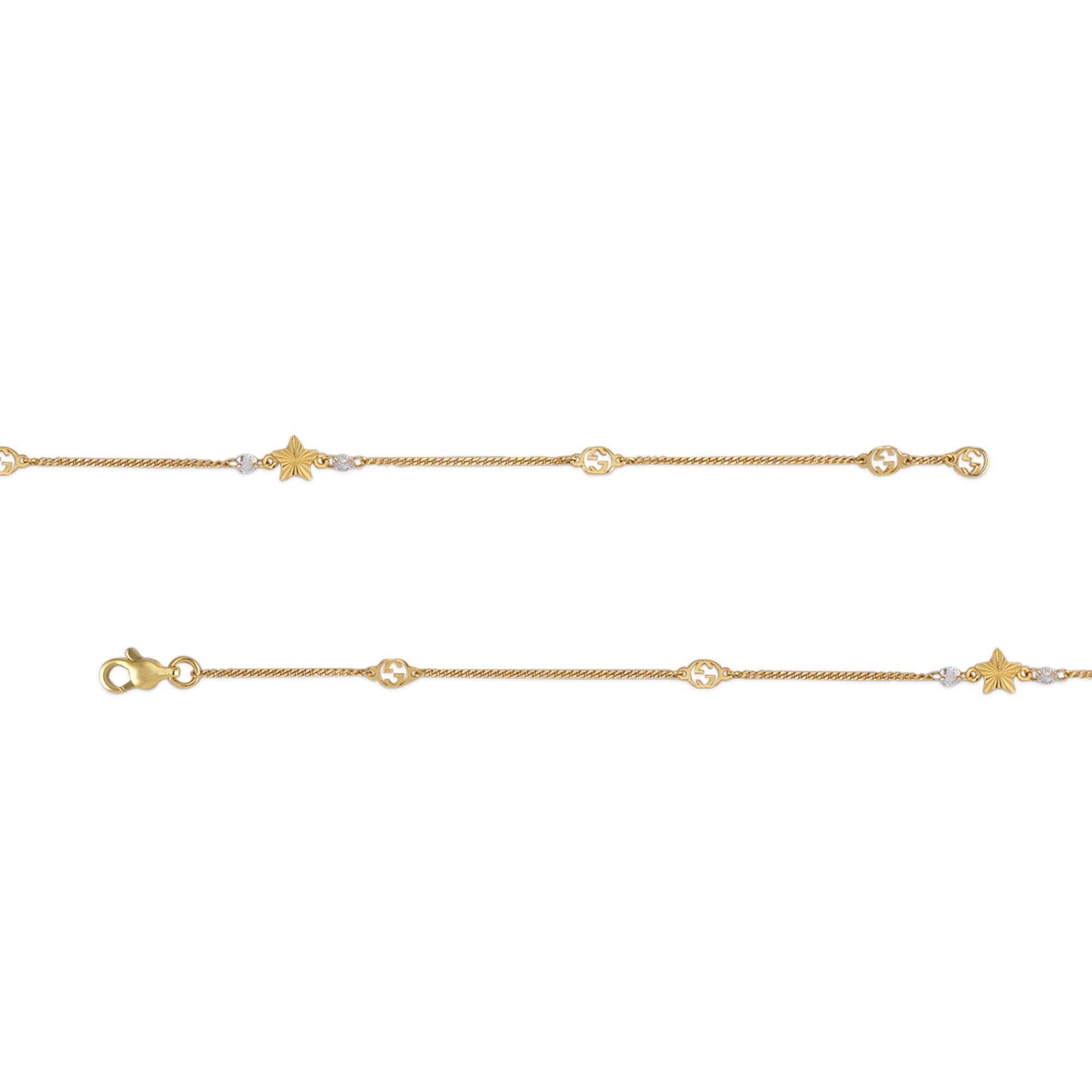 Interlocking 18ct Yellow Gold Diamond Interlocking And Star Motif Bracelet