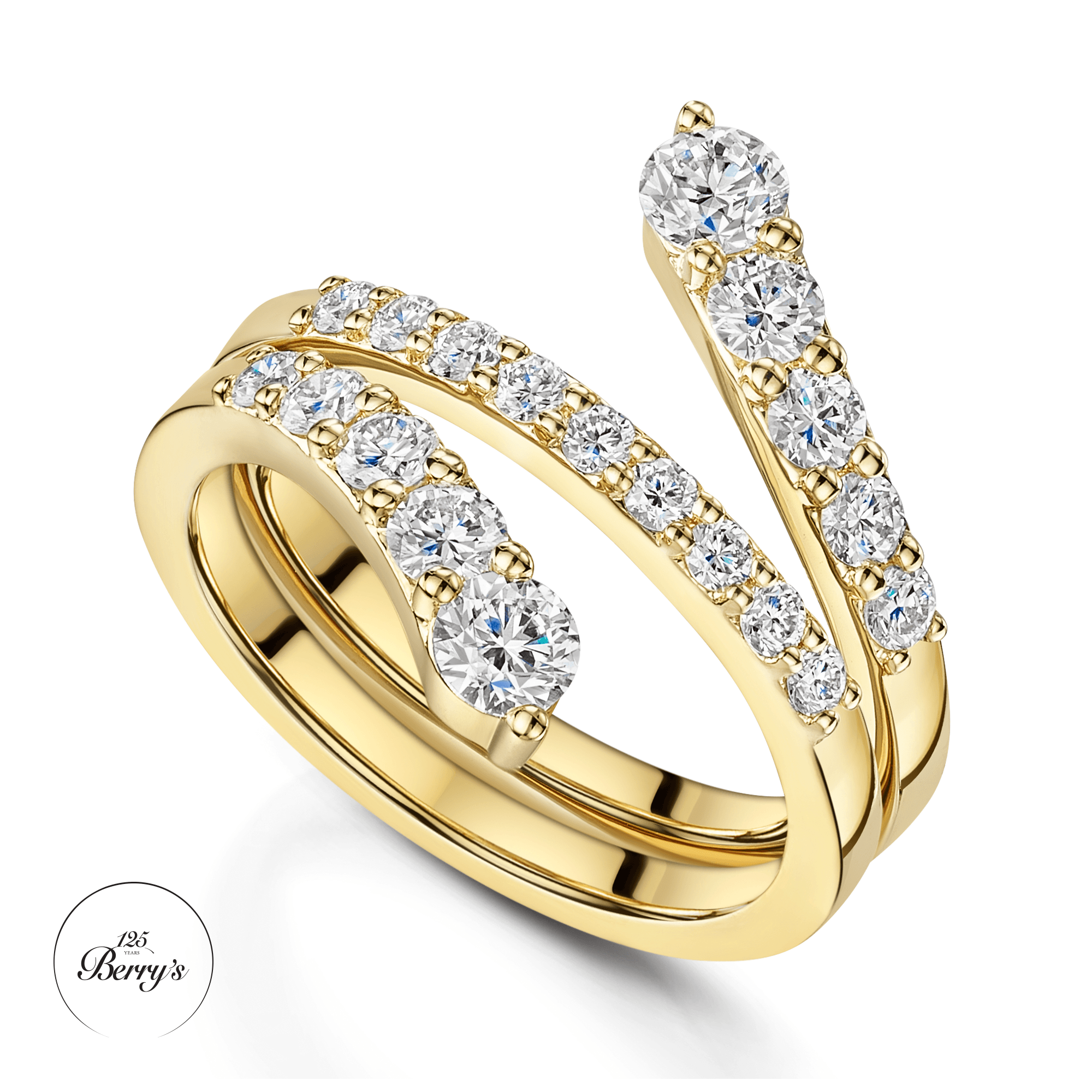 OPEIA Collection 18ct Yellow Gold Round Brilliant Cut Diamond Fancy Triple Twist Ring