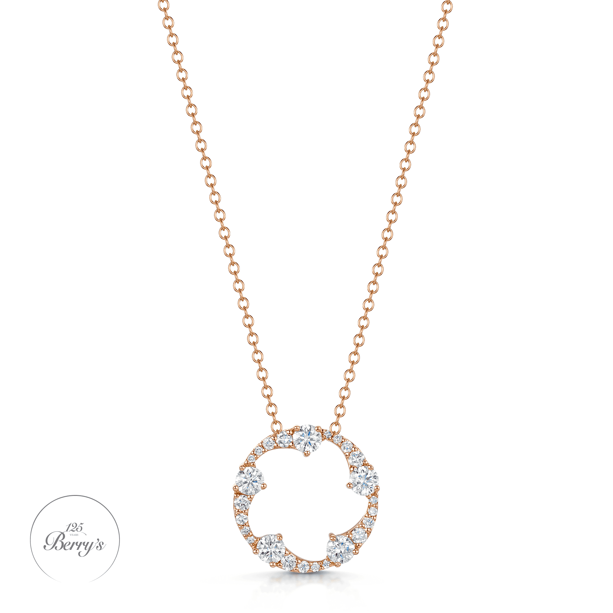OPEIA Collection 18ct Rose Gold Diamond Fancy Circle Pendant With Chain