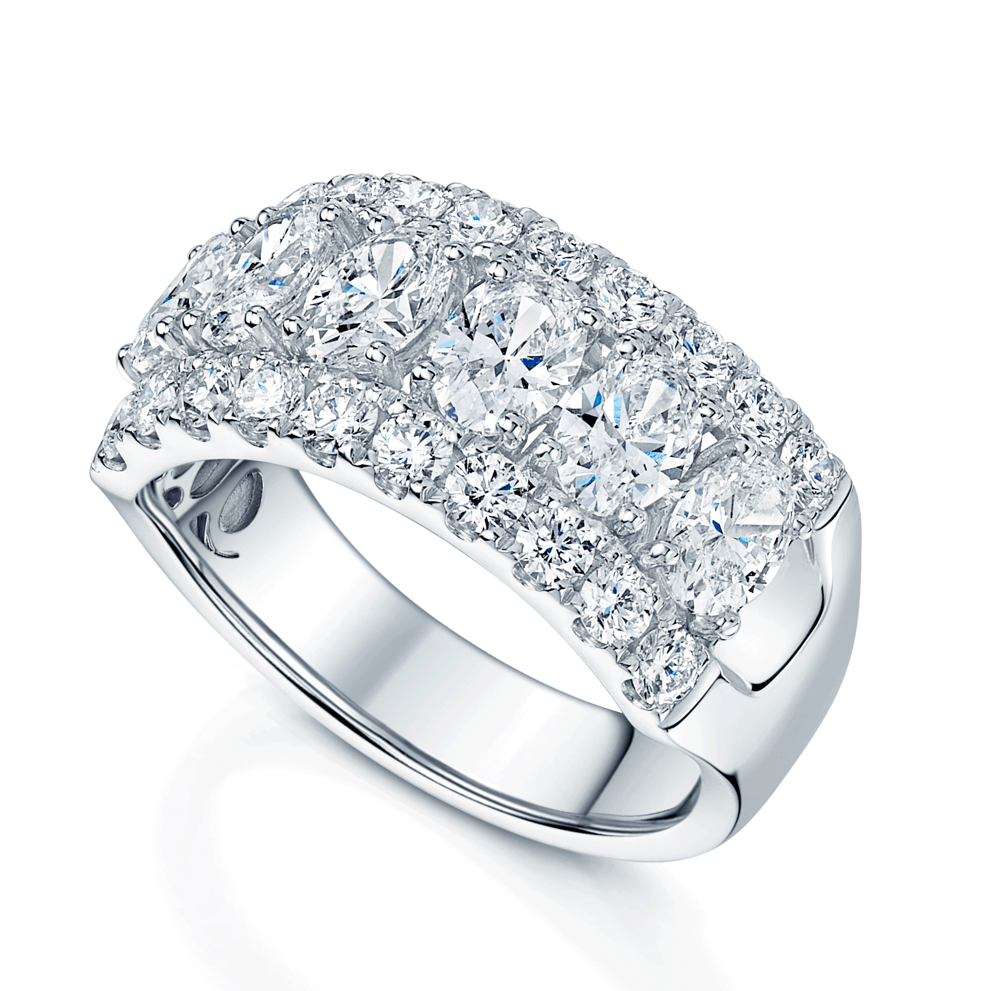 Platinum Oval & Round Brilliant Cut Diamond Dress Ring