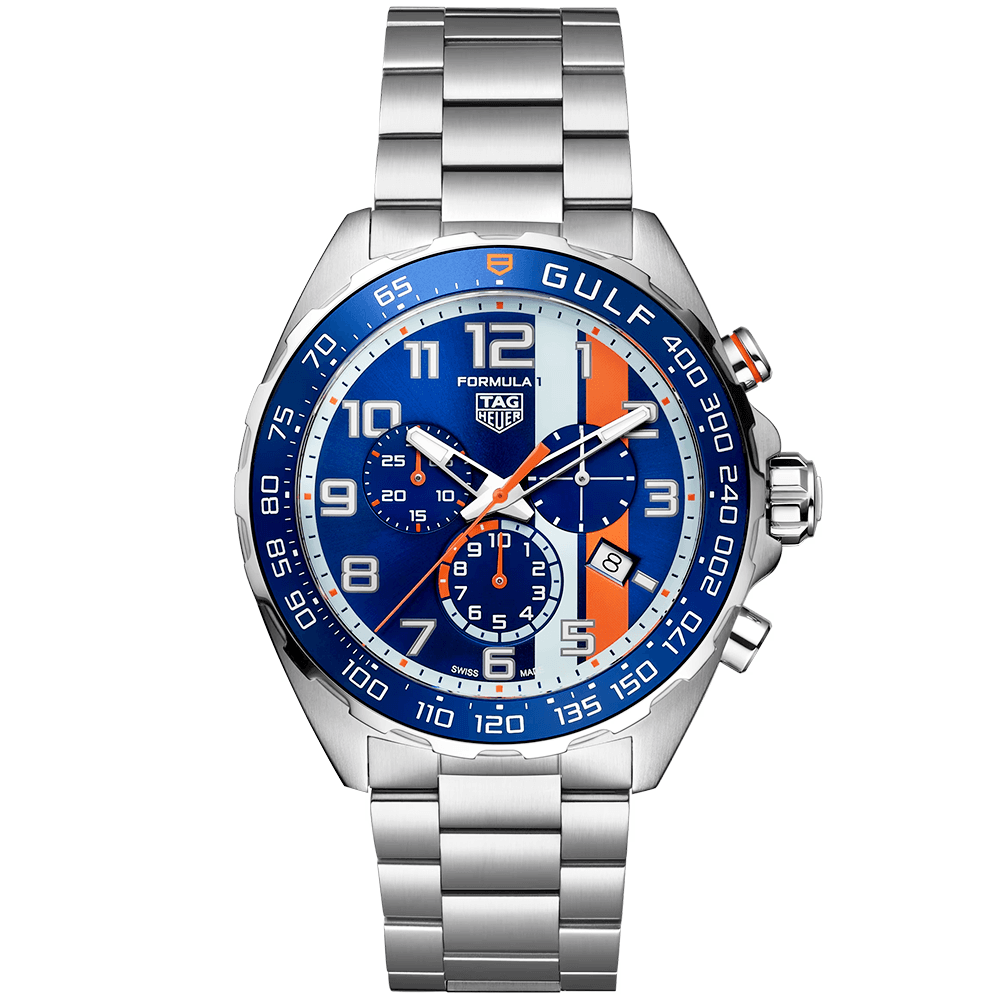 Formula 1 x Gulf Edition 43mm Blue/Orange Dial Men's Bracelet Watch