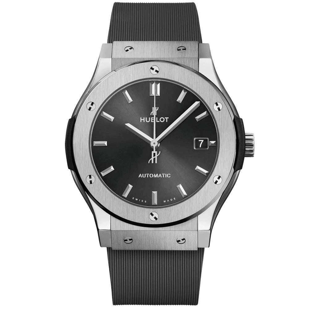 Hublot Classic Fusion 45mm Titanium Automatic Leather Strap Watch