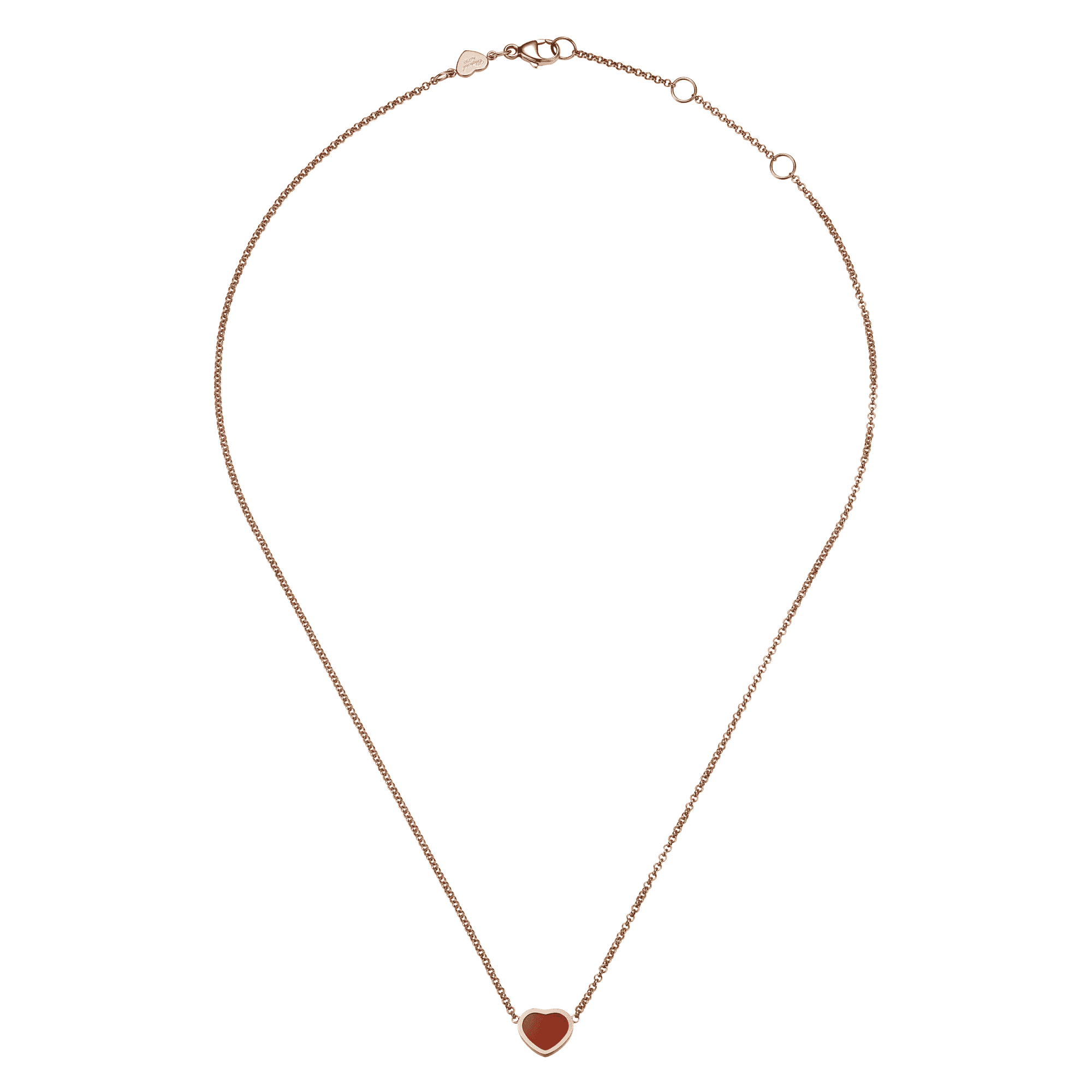 18ct Rose Gold My Happy Hearts Pendant With Carnelian Inlay
