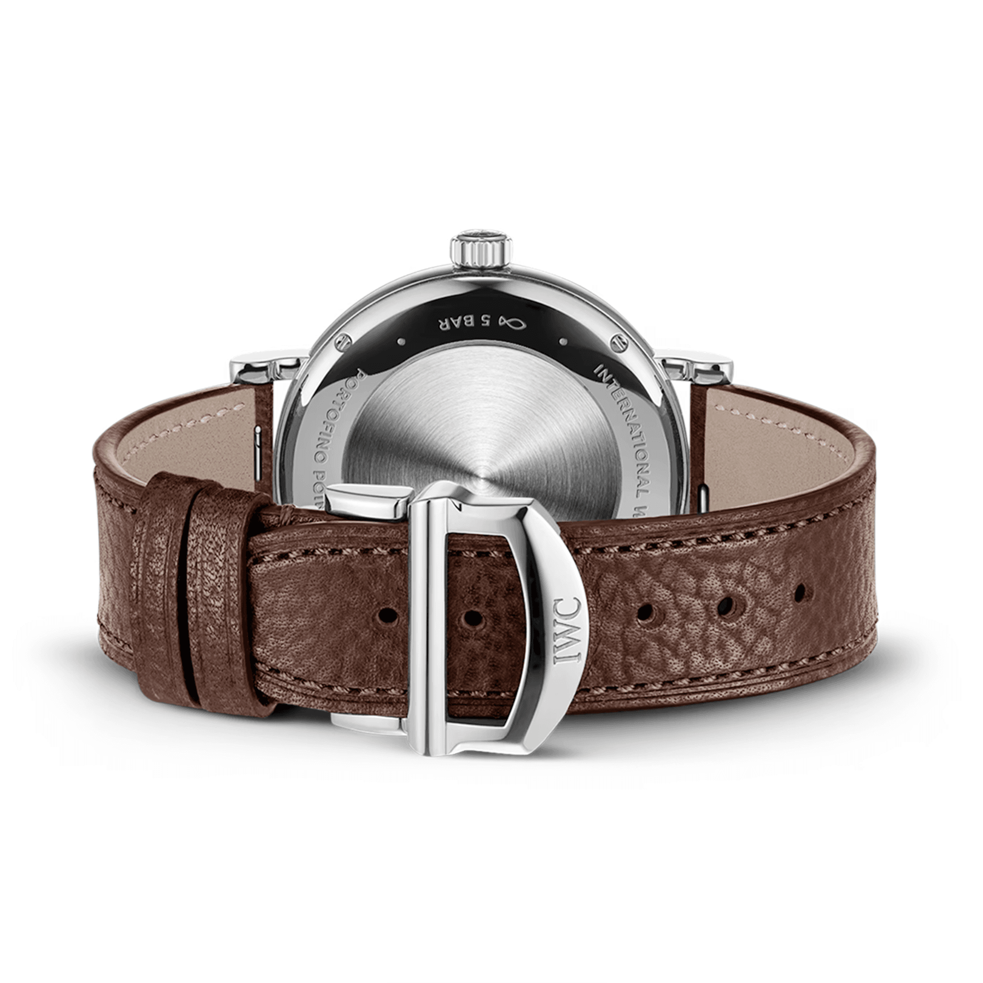 Portofino Pointer Date 39mm Silver/Rose Dial Leather Strap Watch