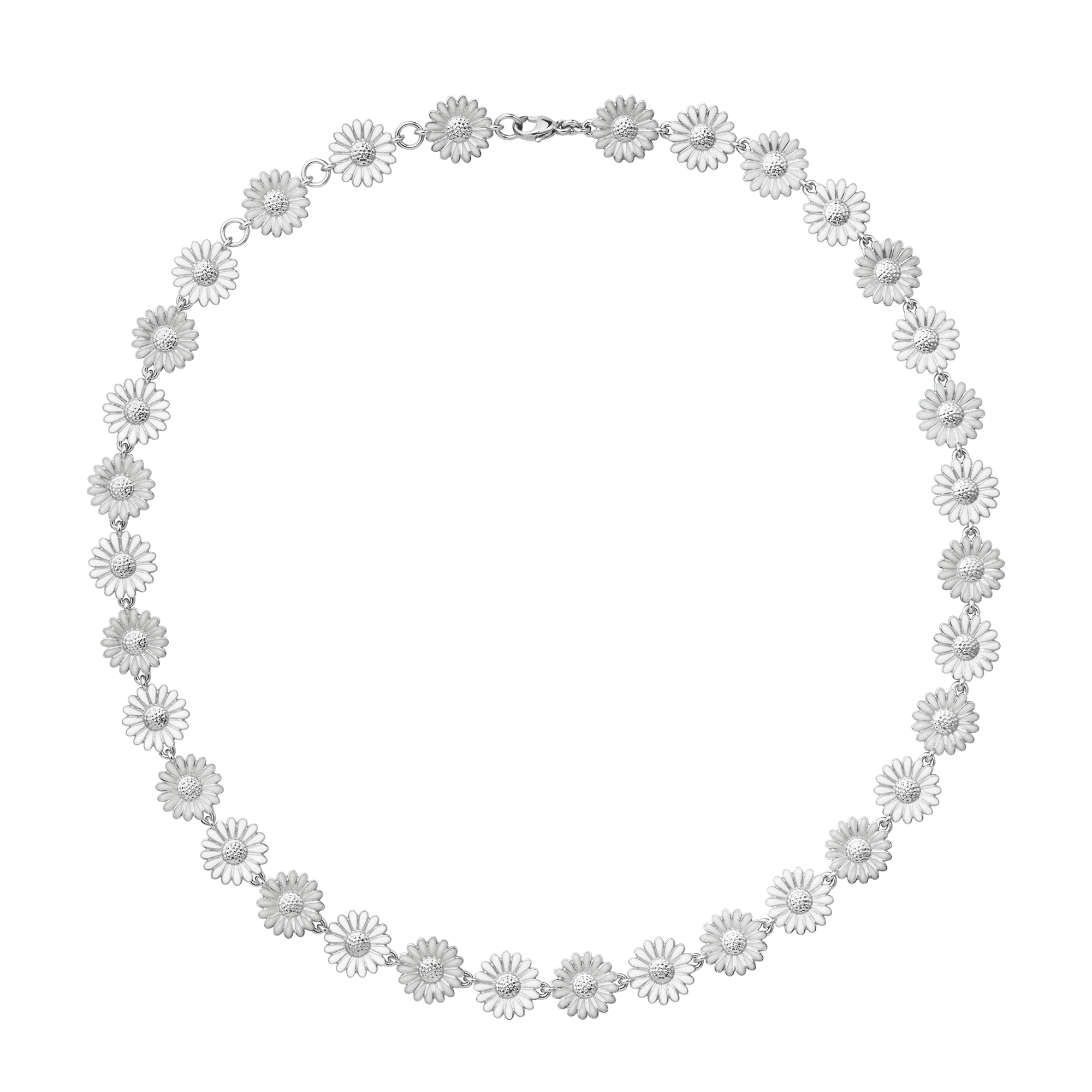 Daisy Rhodium Plated Sterling Silver & White Enamel Necklace