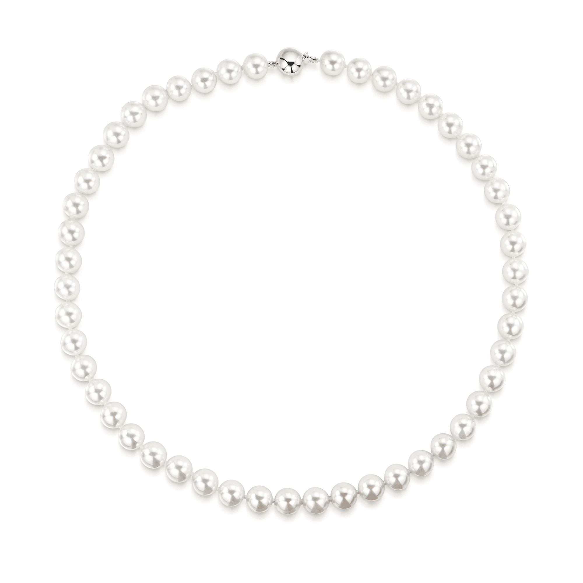 Akoya Cultured Pear Single Row Necklet on 18ct White Gold Plain Ball Clasp