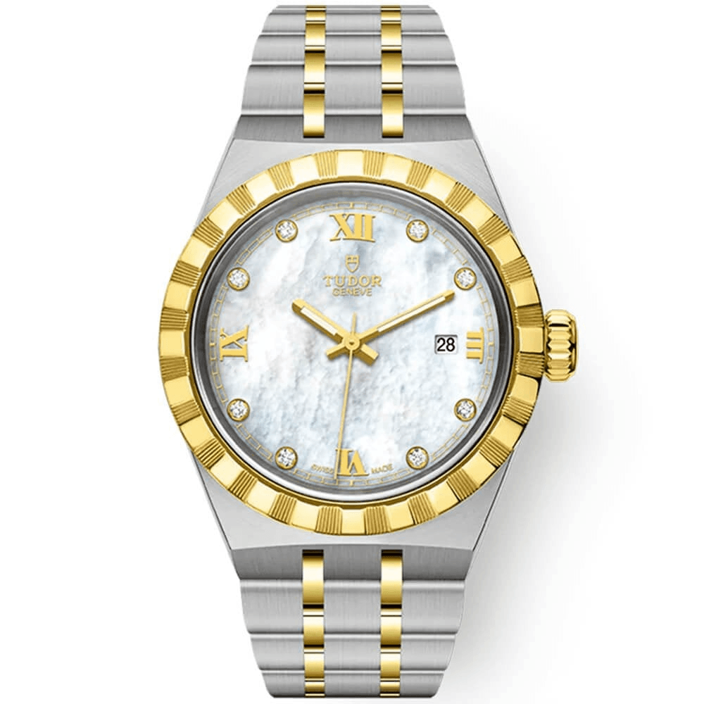 Royal 28mm Two-Colour White Mother of Pearl Diamond Dial Automatic Watch