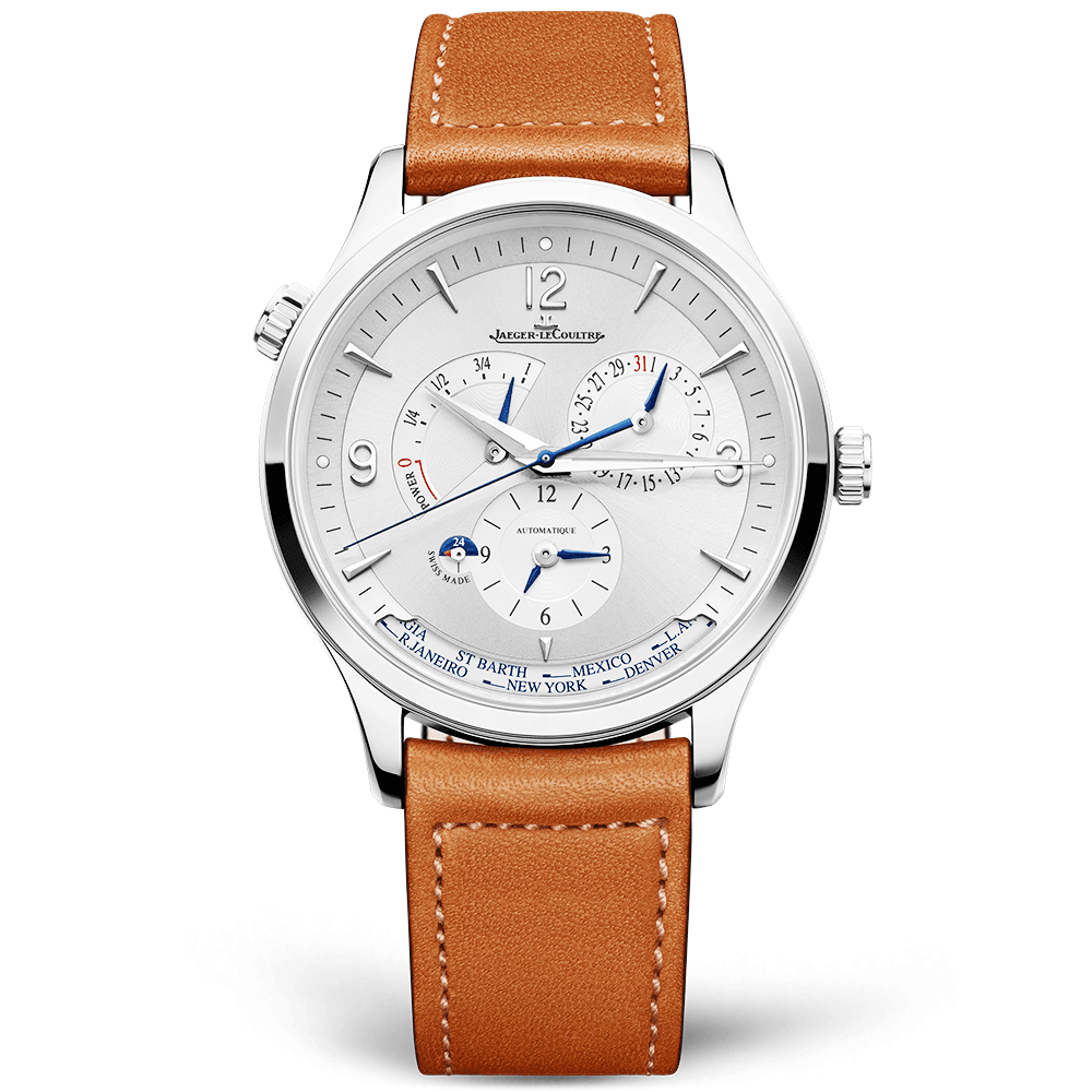 Master Control Geographic Silver Dial 40mm Men's Leather Strap Watch