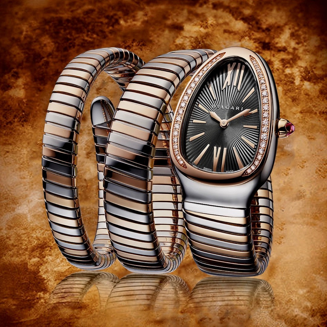 WOTW: Bvlgari Serpenti Two-Tone 35mm Black Dial & Double Spiral Bracelet Watch