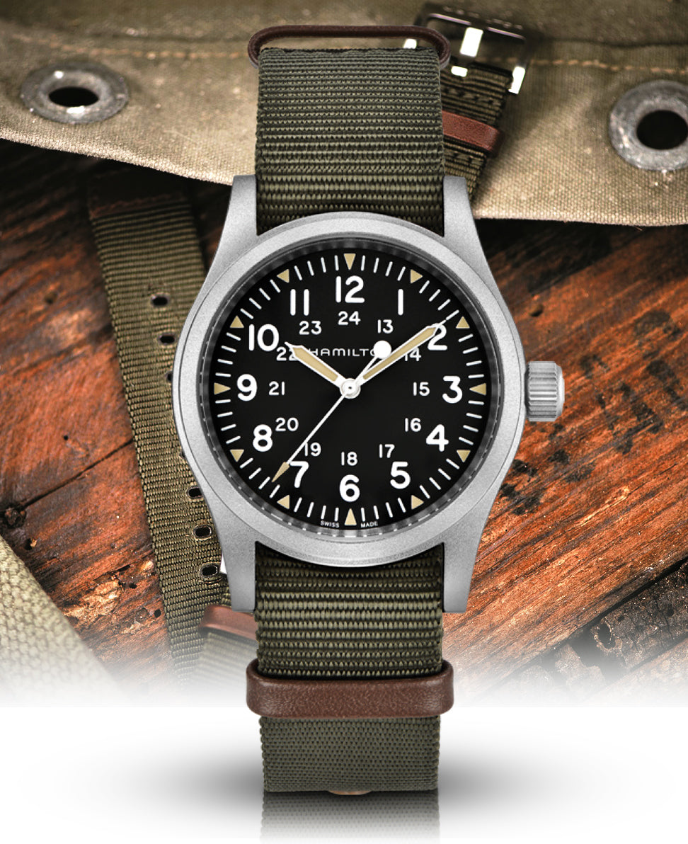 WOTW: Hamilton Khaki Field 38mm Black Dial & NATO Strap Men's Manual-Wind Watch