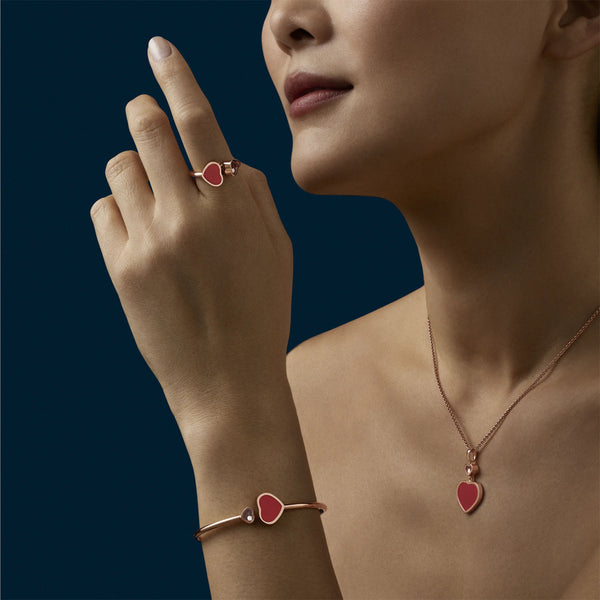 Chopard 18ct Rose Gold Happy Hearts Carnelian & Diamond Bangle - Berry's Jewellers