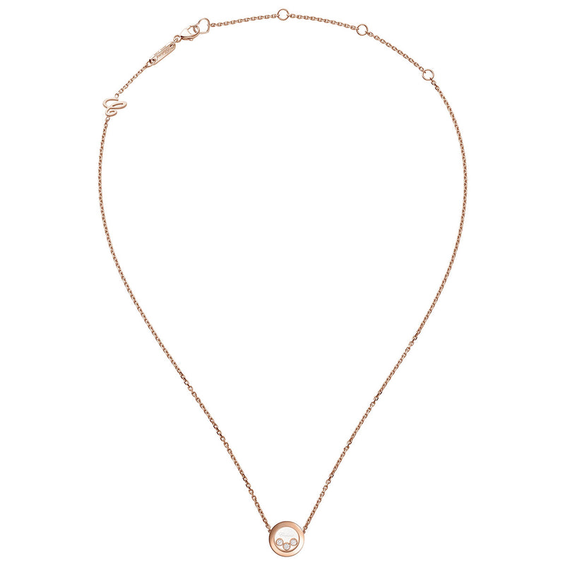 Chopard Happy Diamonds Icons 18ct Rose Gold Three Diamond Necklace - Berry's Jewellers