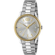 Gucci G-Timeless Quartz 38mm Stainless Steel Silver Dial Gold Plated Bezel Bracelet Watch - Berry's Jewellers