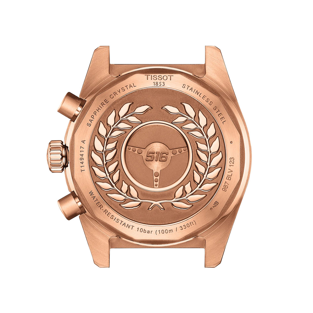 Tissot PR516 40mm Black Dial Mens PVD  Rose Gold Chronograph Watch - Berry's Jewellers