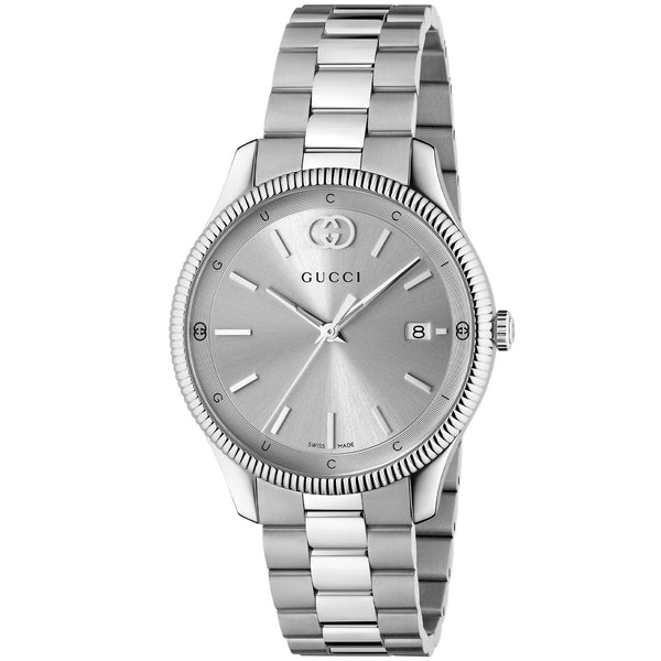 Gucci G-Timeless Quartz 38mm Stainless Steel Silver Dial Bracelet Watch - Berry's Jewellers