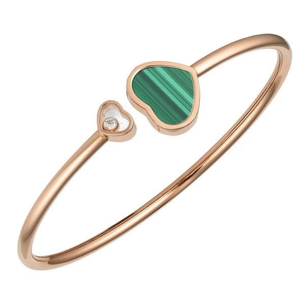 Chopard 18ct Rose Gold Happy Hearts Malachite & Diamond Bangle - Berry's Jewellers