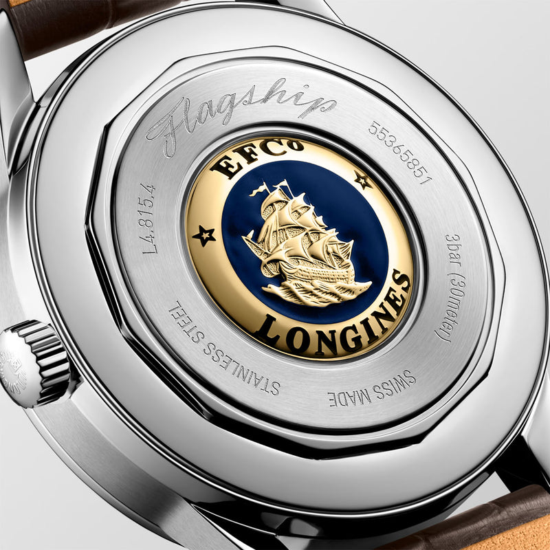 Longines Flagship Heritage 38.5mm Sunray Beige Dial Leather Strap Watch - Berry's Jewellers