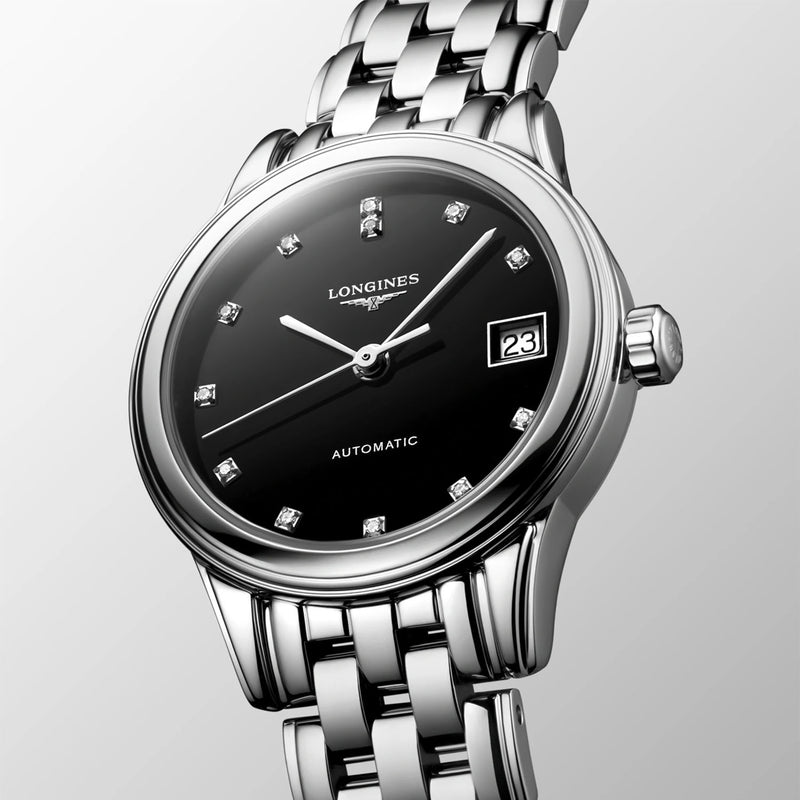 Longines Flagship 30mm Black Dial Stainless Steel Bracelet Watch - Berry's Jewellers