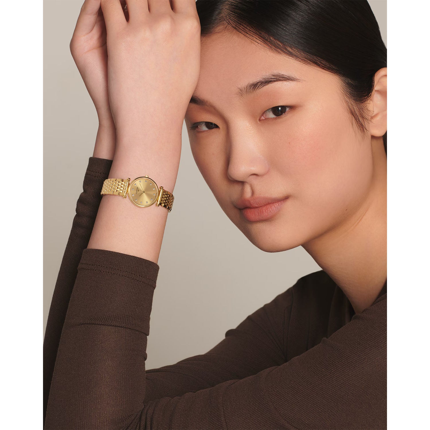 Longines La Grande 24mm Classique Gold PVD Diamond Dial Ladies Bracelet Watch - Berry's Jewellers