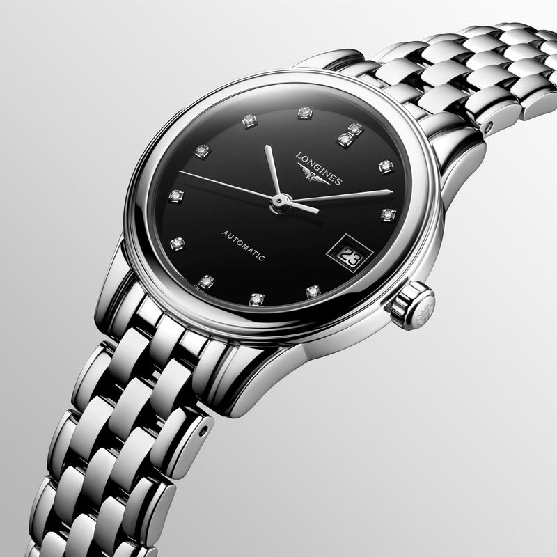 Longines Flagship 30mm Black Dial Stainless Steel Bracelet Watch - Berry's Jewellers