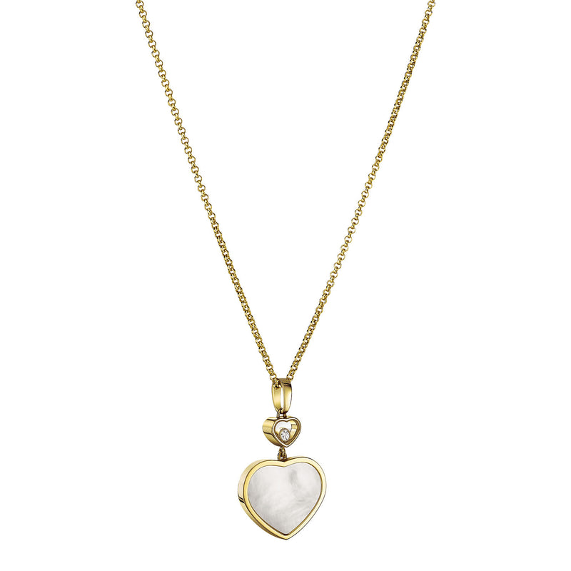 Chopard 18ct Yellow Gold Happy Hearts Mother of Pearl & Diamond Pendant - Berry's Jewellers