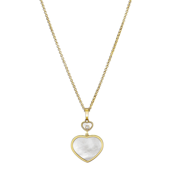 Chopard 18ct Yellow Gold Happy Hearts Mother of Pearl & Diamond Pendant - Berry's Jewellers