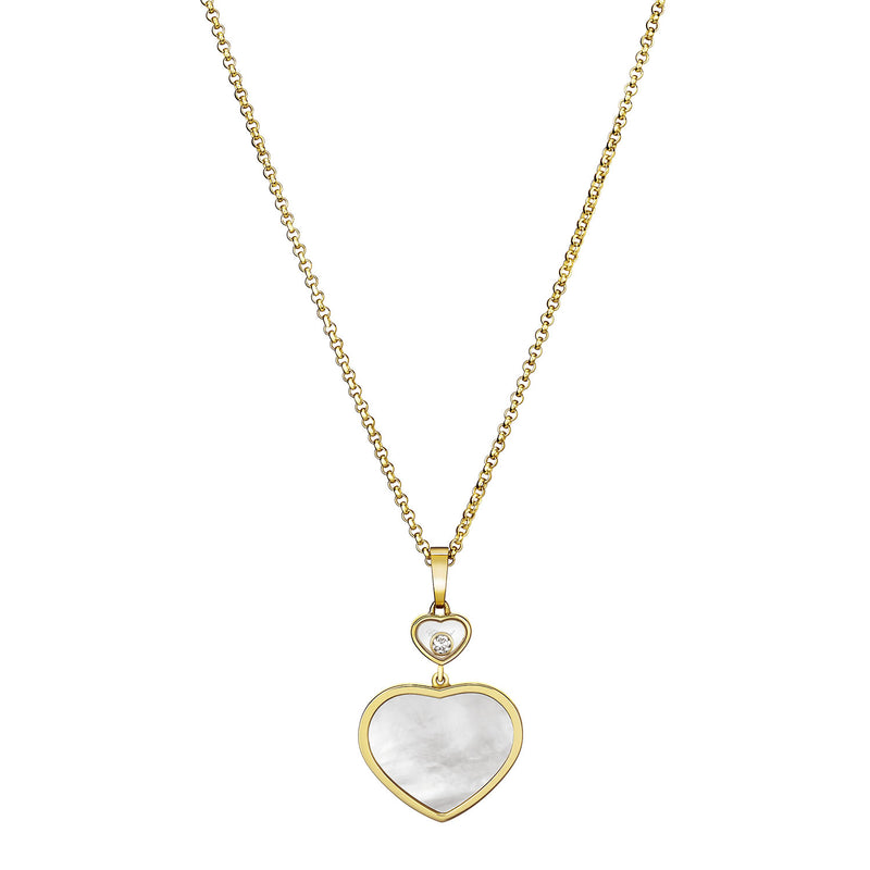 Chopard 18ct Yellow Gold Happy Hearts Mother of Pearl & Diamond Pendant - Berry's Jewellers