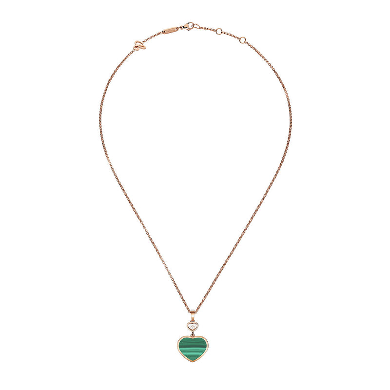 Chopard 18ct Rose Gold Happy Hearts Malachite & Diamond Pendant - Berry's Jewellers