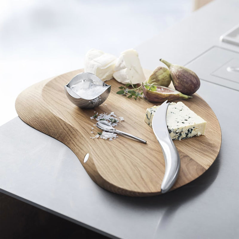 Georg Jensen Stainless Steel And Oak Forma Cheeseboard And Knife Set - Berry's Jewellers