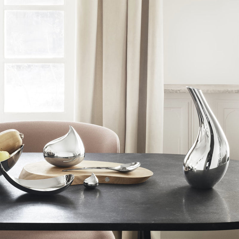 Georg Jensen Stainless Steel And Oak Forma Cheeseboard And Knife Set - Berry's Jewellers