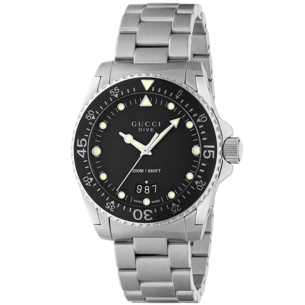Gucci Gucci Dive Quartz 40mm Stainless Steel Black Dial Bracelet Watch - Berry's Jewellers