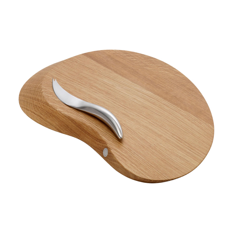 Georg Jensen Stainless Steel And Oak Forma Cheeseboard And Knife Set - Berry's Jewellers