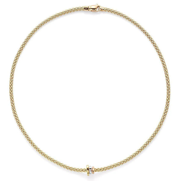 FOPE Prima 18ct Yellow Gold Necklace With Three Multi-Tone Rondels - Berry's Jewellers