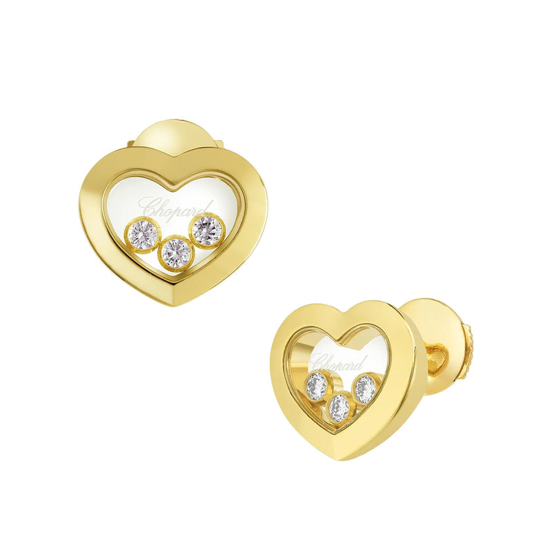 Chopard Happy Diamonds Icons 18ct Yellow Gold Heart Earrings - Berry's Jewellers