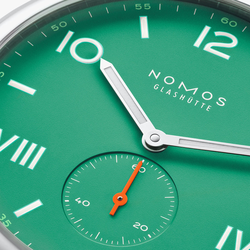 NOMOS Glashütte Club Campus 38.5mm Electric Green Dial Manual-Wind Watch - Berry's Jewellers