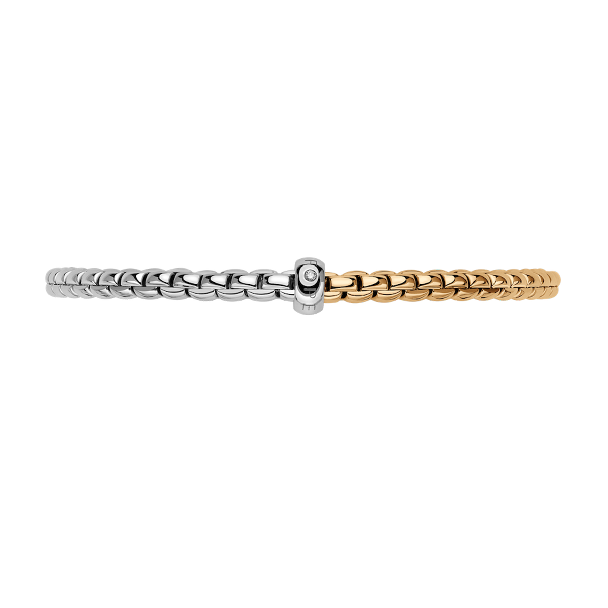 FOPE Eka 18ct Yellow & White Gold Bracelet With Single Diamond Rondel - Berry's Jewellers
