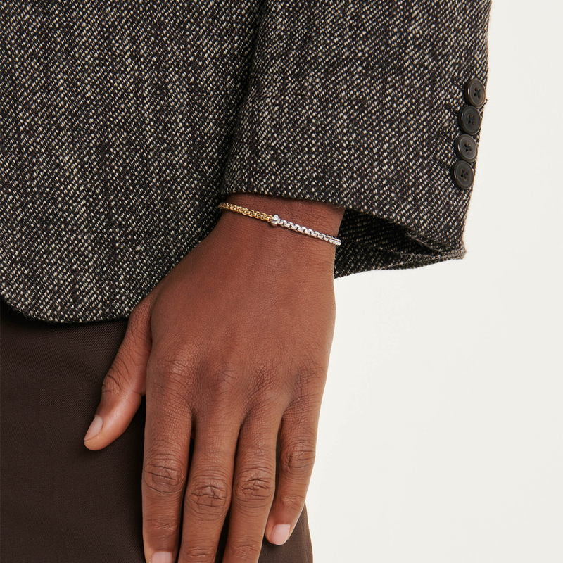 FOPE Eka 18ct Yellow & White Gold Bracelet With Single Diamond Rondel - Berry's Jewellers