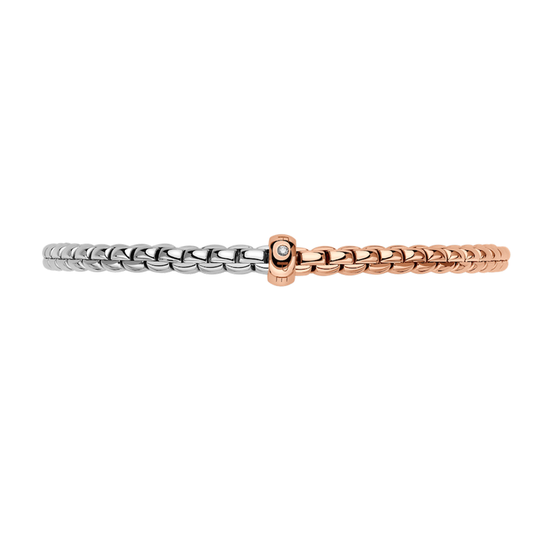 FOPE Eka 18ct Rose & White Gold Bracelet With Single Diamond Rondel - Berry's Jewellers
