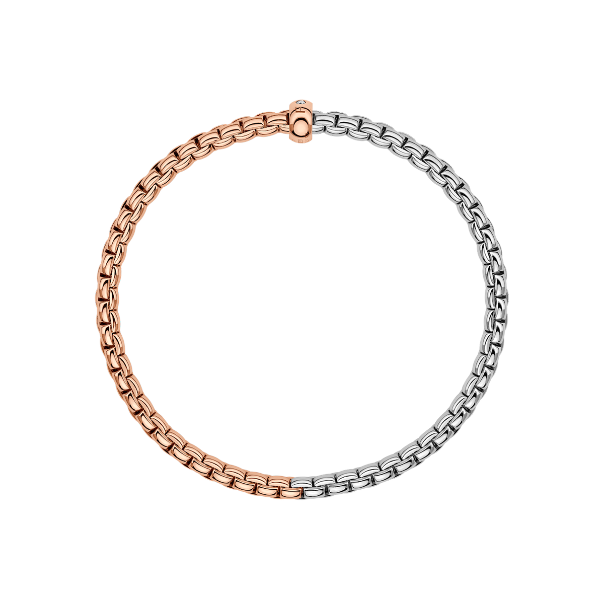 FOPE Eka 18ct Rose & White Gold Bracelet With Single Diamond Rondel - Berry's Jewellers