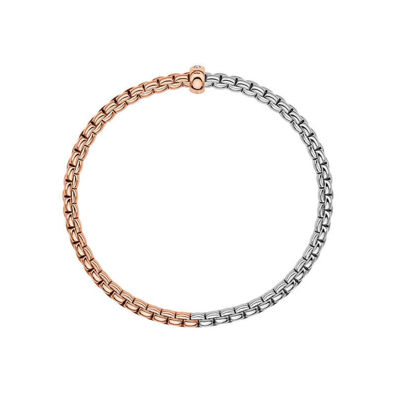 FOPE Eka 18ct Rose & White Gold Bracelet With Single Diamond Rondel - Berry's Jewellers