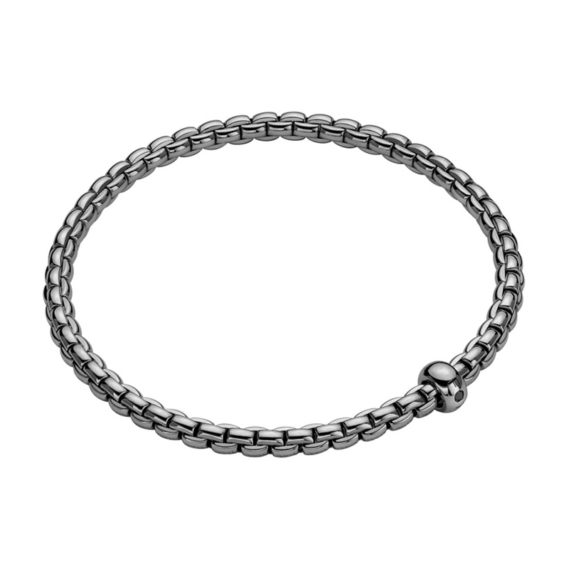 Eka 18ct White Gold Rhodium Finish Bracelet With Single Black Diamond
