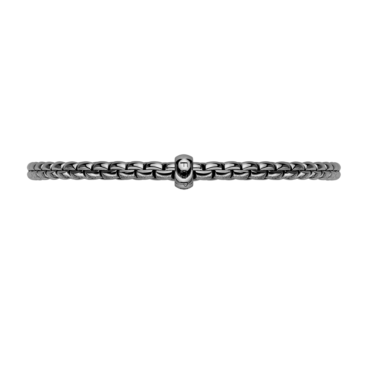 Eka 18ct White Gold Rhodium Finish Bracelet With Single Black Diamond